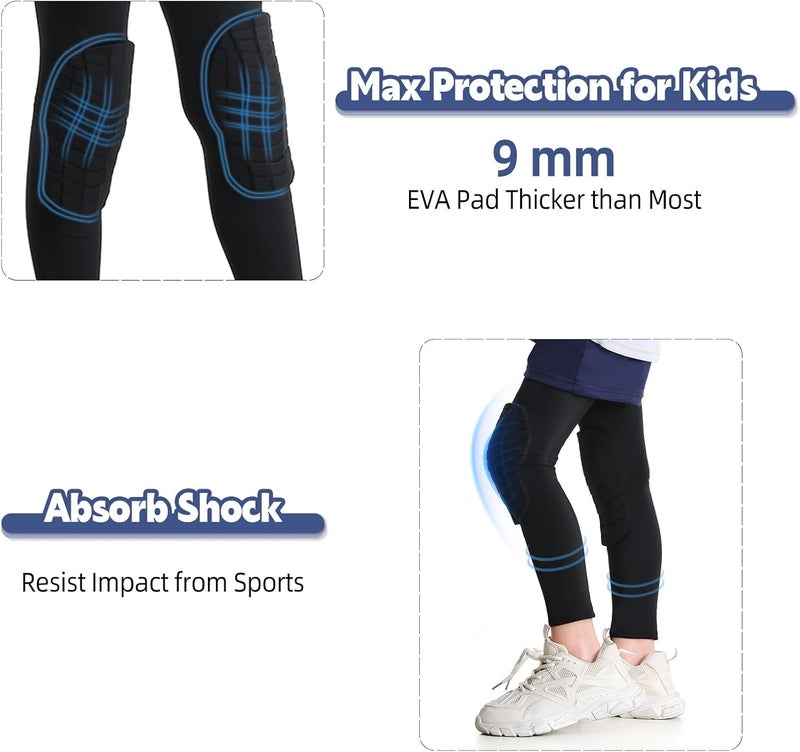 Newbyinn Knee Pad for Kid Youth 1 Pair, Black Padded Knee Leg Compression Sleeve for Basketball Football Volleyball Soccer Sport Boy Girl - Image 4